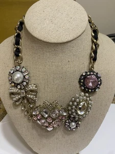 Collar Betsey Johnson cristal imitación perlas llamativo - Imagen 1 de 6