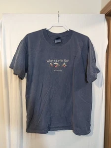 *Distressed* T-shirt blu vintage Y2K ricamata tema zanzara Gildan grande - Foto 1 di 5