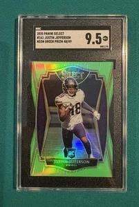 2020 Panini Select #161 Justin Jefferson Neon Green Prizm Rookie RC /49 SGC 9.5  - Picture 1 of 2