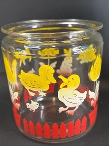 Vtg Anchor Hocking Glass Cookie Jar Canister Bunny Lamb Duck Tulip 1940's No Lid - Picture 1 of 8