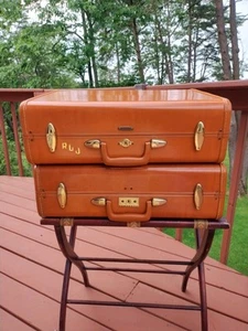 Vintage 2-teiliges Leder Kofferset Samsonite Shwayder/ Bros mit Schlüssel * - Bild 1 von 24