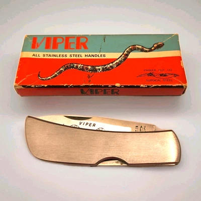 CUCHILLO DE COLECCIÓN PARKER CUT CO. VIPER ACERO INOXIDABLE CEPILLADO BLOQUEO 3" L cerrado Foto 1 de 4