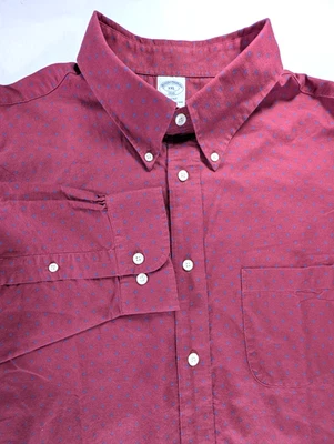 NWT Brooks Brothers Shirt XXL Burgundy Geometric Oxford Regent The Original Polo - Image 1 of 4