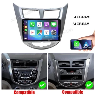 For 2012-2017 Hyundai Accent Apple CarPlay Car Radio Android 13.0 GPS Stereo 64G - Image 1 of 4