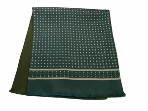 Herren Schal Double Seide Wolle Dunkelgrün Schwarz Made IN Italy Silke Black - Bild 1 von 13