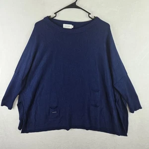 MERSEA Catalina Oversized Blue Crew Neck Travel Sweater One Size Lagenlook - Picture 1 of 4