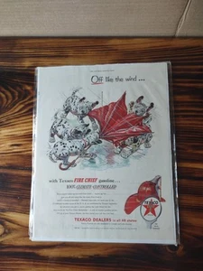 1954 Texaco Fire Chief Gasoline Dalmatian Puppies Umbrella Print Ad SEALED - Picture 1 of 10