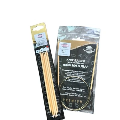 Lote Mixto Agujas de Tejer Bambú Addi Skacel - Doble Punta y Circular Nuevo Foto 1 de 4