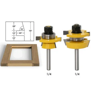1/4" Shank Shaker 2 Bit Rail and Stile Router bit Set Wood Tool Bits Cutter Set - Picture 1 of 6
