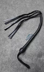 Genuine Premium Leather Braided 3 Spanking Tails Flogger Whip 36" Long Bullwhip - Picture 1 of 8
