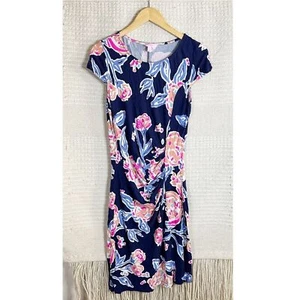 LILLY PULITZER true navy Pom Pom ruched Kyra dress M - Picture 1 of 7