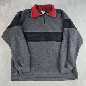 Disney Store Mickey Spell Out Gray Black 1/4 Zip Fleece Sweater Sz Med - Picture 1 of 8