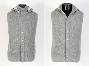 Brunello Cucinelli Cashmere / Down Hooded Vest - Gray - M - New - $4995 Retail - Picture 1 of 18