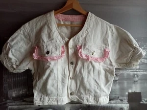 Süße außergewöhnliche Jeansjacke GR M sehr gut erhalten Damen Weiß - Bild 1 von 3