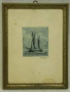 (1680) Kleine Radierung "Segler auf hoher See" Künstler: Otto Sager - Bild 1 von 14