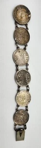 1700's Spanish Silver Antique Pirate Treasure Reales Coin Bracelet, 7.5" - Picture 1 of 9