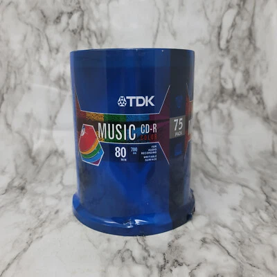 TDK Color Music CD-R 80 min 700MB Recordable Blank Discs 75 Pack New Sealed - Image 1 of 4