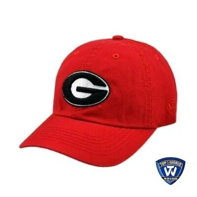 Top of the World Georgia Bulldogs Sólido Crew Sombrero Ajustable - Gorra Roja NUEVO Foto 1 de 2