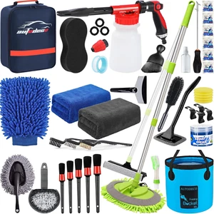 42 PZ Kit Autolavaggio Pulizia Auto Set Dettagli Veicolo Cura Auto Pacchetto Lavaggio  - Foto 1 di 12
