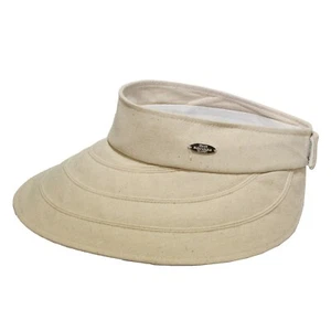 Linen Look Cotton Roll Up Visor Golf Beach Summer Sun Cap Wide Brim Hat Women - Picture 1 of 9