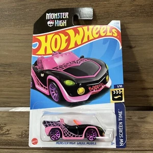 Hot Wheels 2024 Screen Time: Monster High Ghoul Mobile Black & Pink #3/250, 1/10 - Imagen 1 de 2