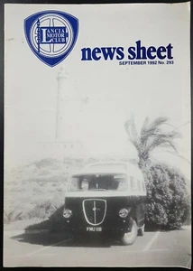 Lancia News Sheet Club Magazines, Issue 293, September 1992, Lancia Motor Club - Picture 1 of 8