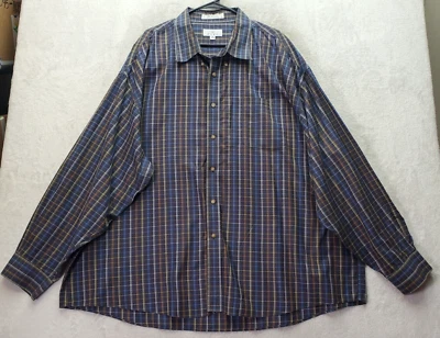 Camisa de Vestir ENRO Para Hombres Talla 4X Azul Multi Cuadros Sin Hierro Sarga Cuello Abotonado Foto 1 de 4