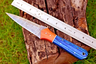 Cuchillo de doble filo V42 militar de acero Damasco daga cuello de bota hecho a mano 687 Foto 1 de 4