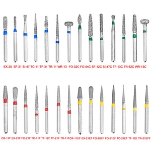 Frese diamantate Dental FG 1,6mm per impugnatura ad attrito manipolo ad alta velocità 10pz/confezione - Foto 1 di 55