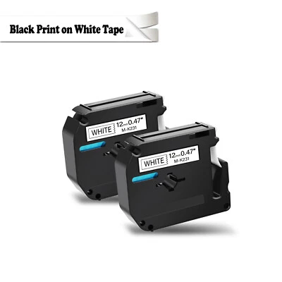 2PK para Brother P-touch PT80 PT70 cinta de etiqueta negra sobre blanca M-K231 MK231 Foto 1 de 4