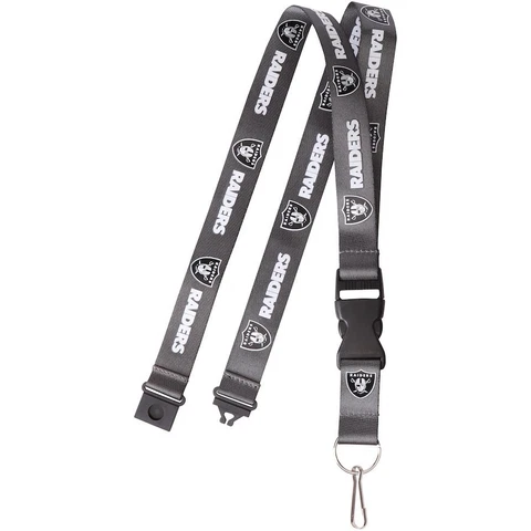 NFL Oakland Raiders CHARCOAL GRAY Breakaway Lanyard Keychain Licensed Aminco 22" Cover