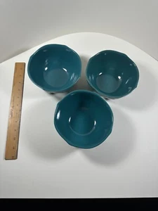 Set of 3 Teal Green Pioneer Woman Bowls - Farmhouse Lace - 6" Wide X 3" Tall - Picture 1 of 5
