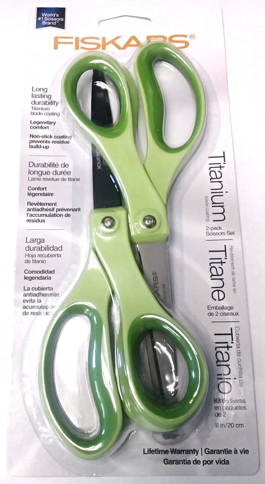 Fiskars 154180-1002 8" Titanium 2 Pack Non-Stick Scissors (Green) - Image 1 of 1