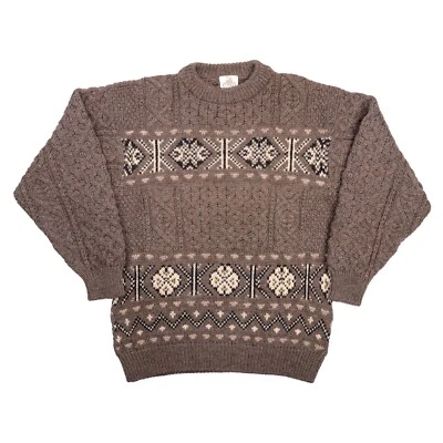 Bonner of Ireland Pale Brown/Beige Wool Fishermen Cable Knit Sweater Mens Medium - Image 1 of 4