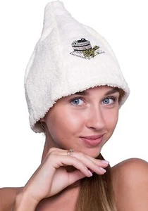 Sauna Hat 100% Cotton Cap Bath House Kit Universal Banja Schapka Saunahut white - Picture 1 of 6