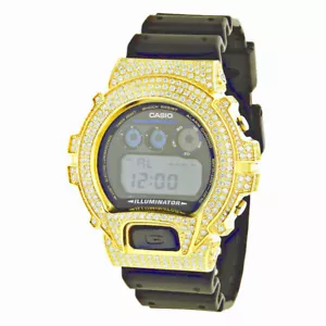Authentic Yellow Diamond On Yellow Gold Finish Casio GShock DW-6900 2.00CT Watch - Picture 1 of 4