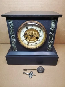 Antike 1898 Waterbury Stein & Marmor Manteluhr für Teile oder Reparatur - Bild 1 von 23