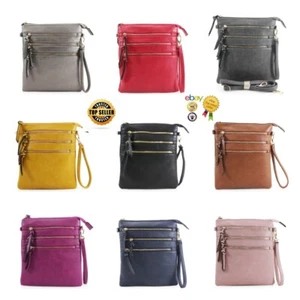 Brand New Women's Stylish Cross Body/Messenger Bag With Zips Detail On The Front - Picture 1 of 17
