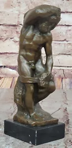 Elegant Bronze Figur der Sklave Von Michelangelo Klassisch Kunstwerk für Büro - Bild 1 von 10