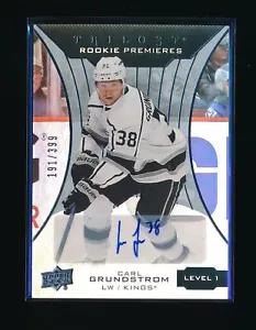 CARL GRUNDSTROM 2019-20 UPPER DECK TRILOGY SILVER RC AUTO /399 LOS ANGELES KINGS - Picture 1 of 2