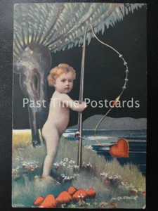 c1905 - Small Child Fishing for Love Hearts - ch. Scolih - Picture 1 of 1