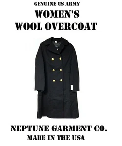 NEU 18L DAMEN US ARMY MDW WOLLMANTEL TRENCH PEA COAT DARK ASU KLEID BLAU - Bild 1 von 9