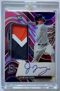 2022 Panini Spectra Prizm JAKE MEYERS gioco indossato 3 colori #117 AUTO 22/99 ROOKIE - Foto 1 di 8