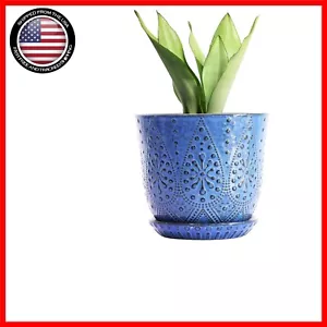 Elegant 10-Inch Decorative Pot with Saucer and Drainage for Indoor/Outdoor Use - Picture 1 of 2