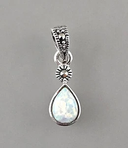 9923444 D'Argento Opale Marcasite Rimorchio Gocce 925er Argento 0,6 X 2 CM - Foto 1 di 3