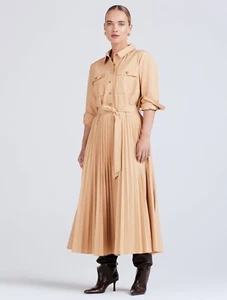Derek Lam 10 Crosby Kenza Pleated Shirt Dress in Limestone Size 10 - Picture 1 of 5