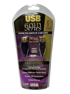 Belkin USB 24K Gold Series 6 Foot Cable Cord P42365 NEW NIB F3U134-06-GLD A Plug - Picture 1 of 4
