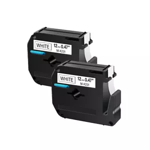 2PK M-K M231 Label Tape Compatible for BROTHER PT-70BM 65 for Name Tag 1/2" 12mm - Picture 1 of 12