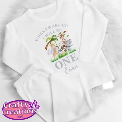 Personalisierter Pyjama Dschungel Geburtstag Wenn ich aufwache werde ich... Zafari Tiere