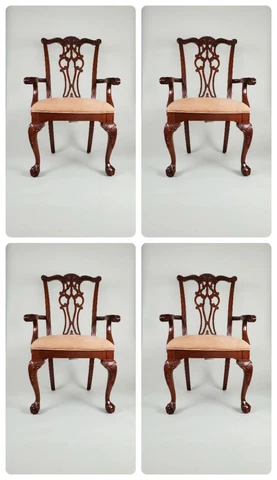 L. NEW!4 Set Suede Leather Ethan Allen 18th C. Mahogany Chippendale  Armchairs Cover